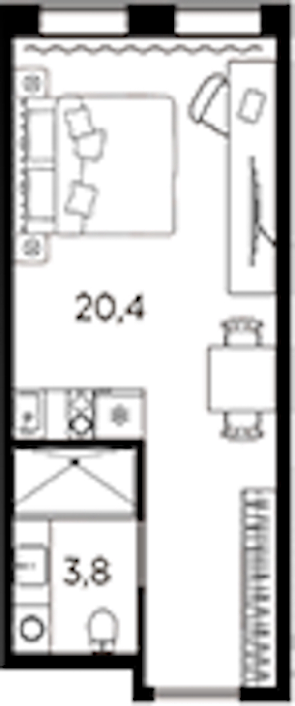 Квартира студия 24.2 м², 12/13 эт., ЖК «AVENIR Industrial»